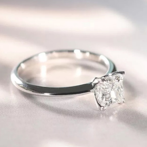 18K White gold princess cut ring - Picture 4 of 4